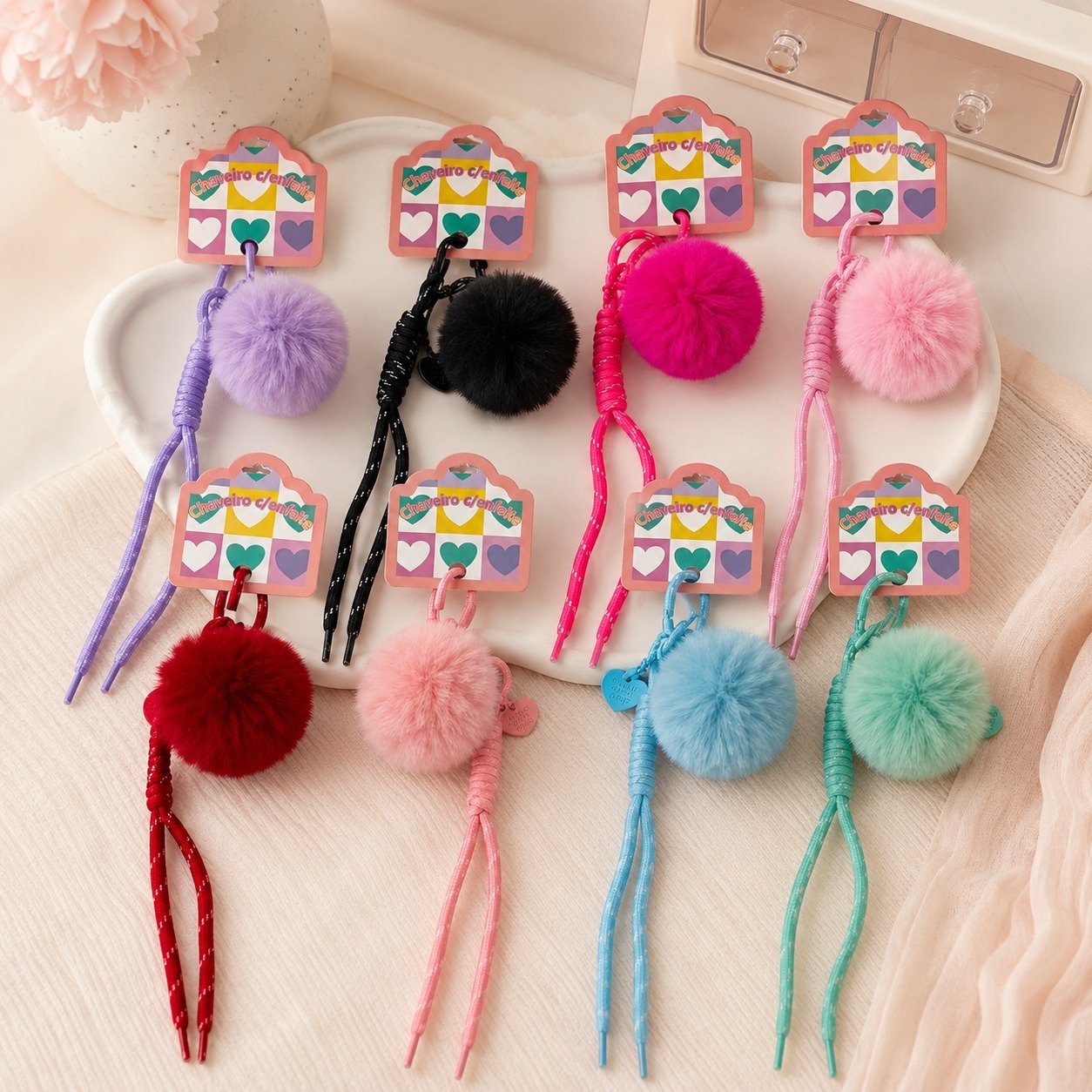 Chaveiro Pompom Fofo Color