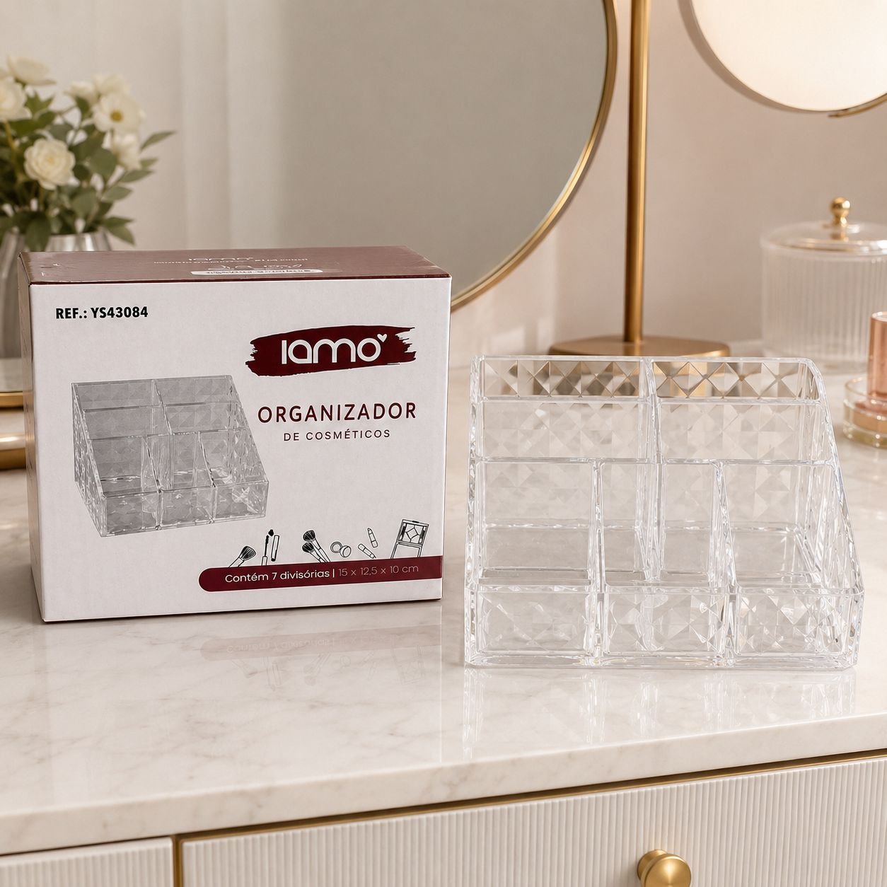 Organizador de Cosméticos com 7 Divisórias 15x12x10 - Imagem 3