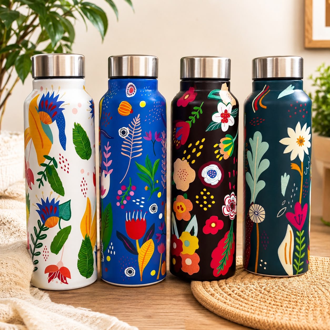 Garrafa Inox 800ml Flores