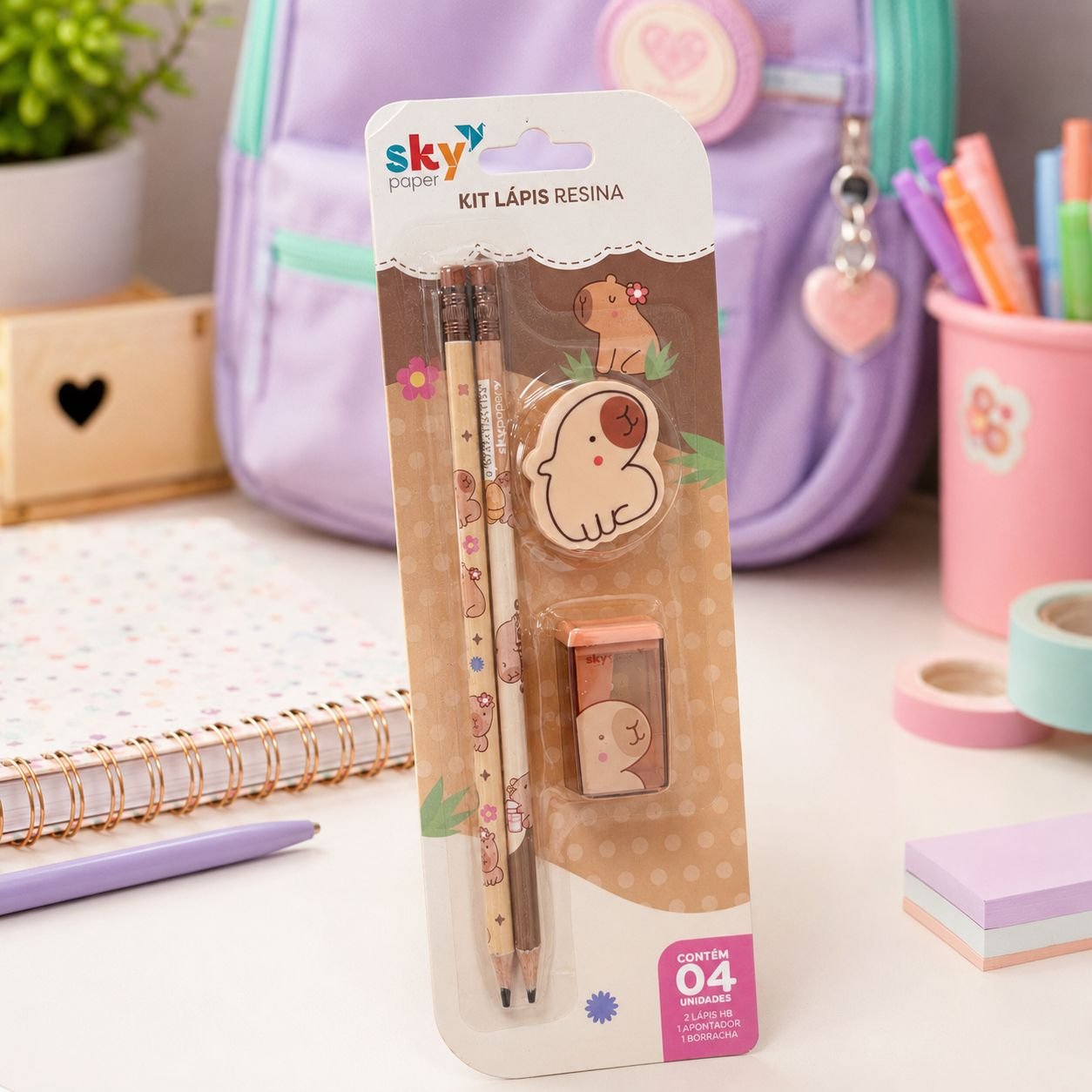 Kit Escolar Capivara 4 Peças Sky Paper - Imagem 5
