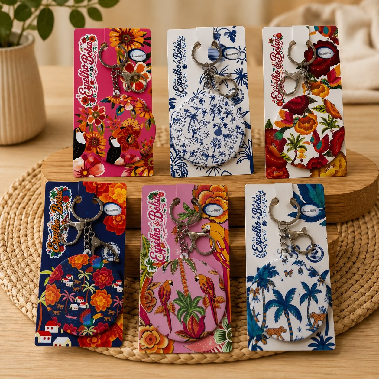 Espelho de Bolsa Chaveiro Tropical