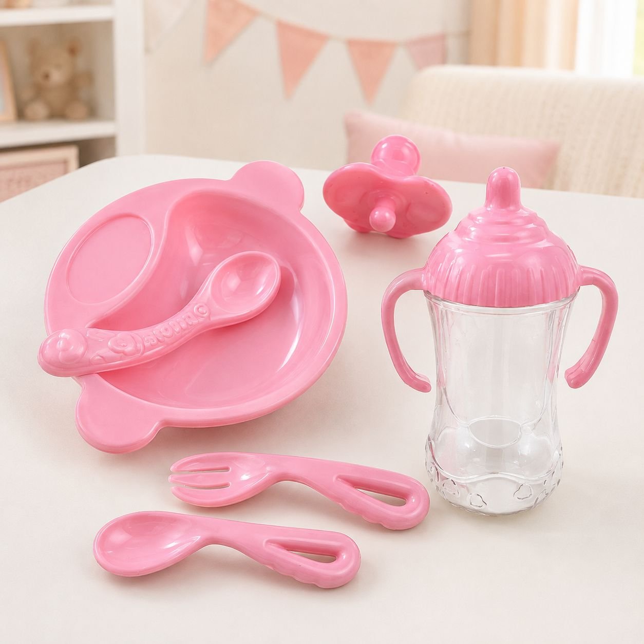Kit para Boneca 04 Peças Mamadeira Mágica + Prato + Chupeta - Ark Toys