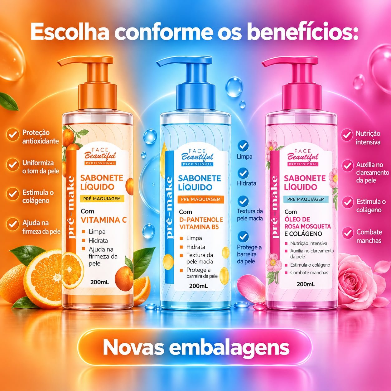 Sabonete Liquido Pré Make 200ml Face Beautiful - Imagem 2