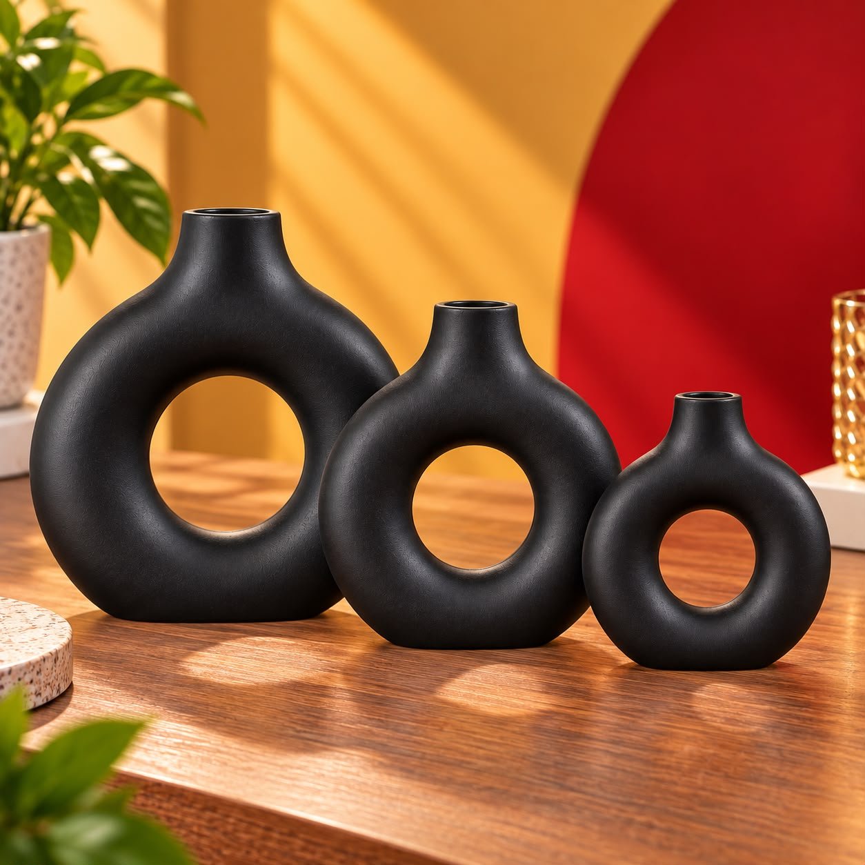 Vaso Decorativo Orgânico Minimalista - Preto