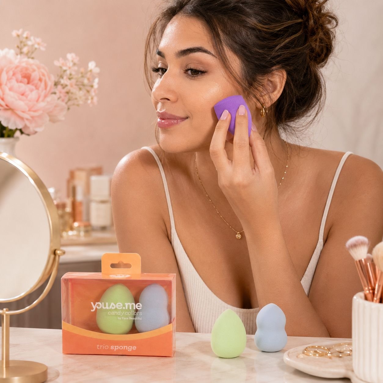 Kit 3 Esponjas para Maquiagem Candy Collors Youse.me Face Beautiful - Imagem 3