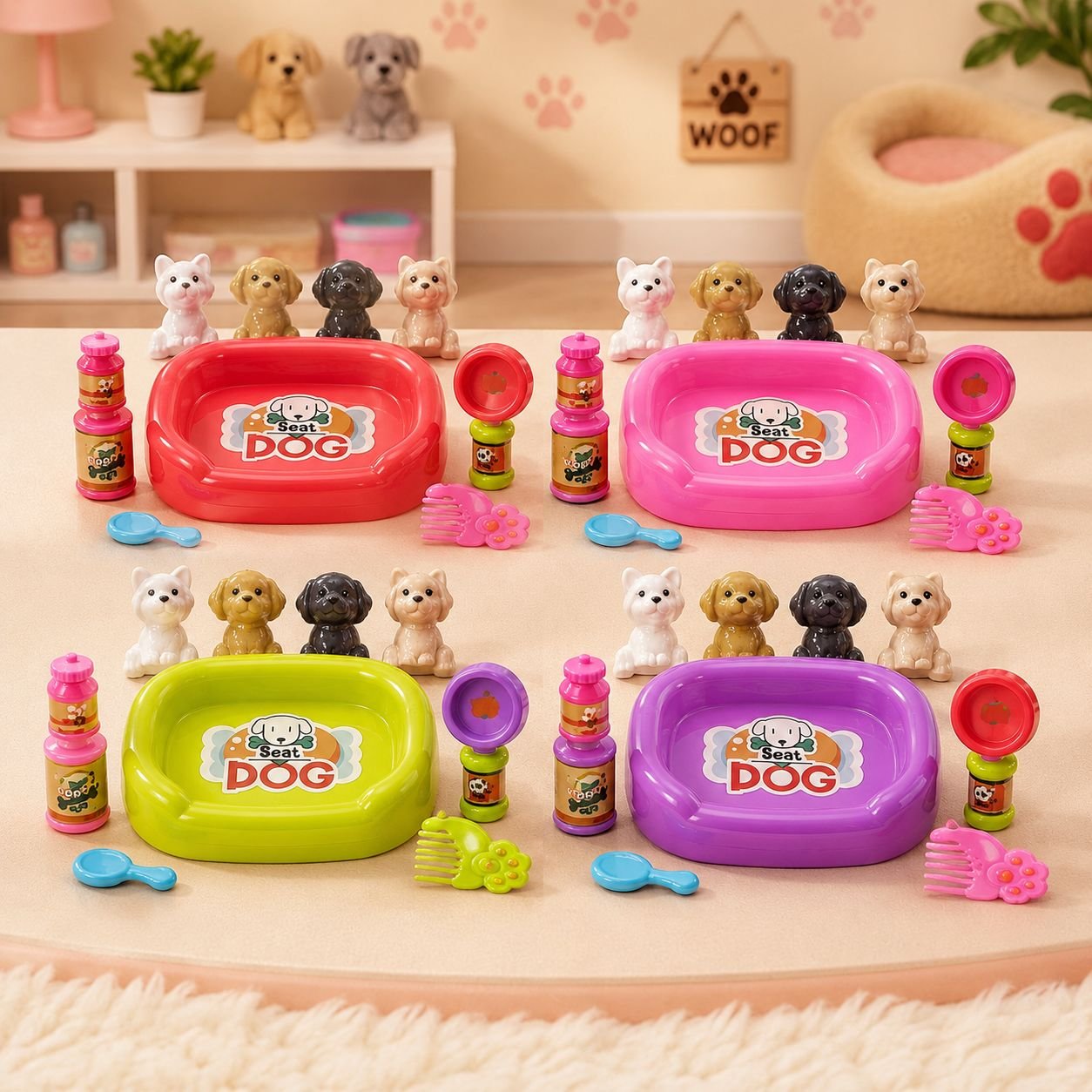 Kit Brinquedo Pet Cachorrinhos em Minaturas + Acessórios - Ark Toys - Imagem 2