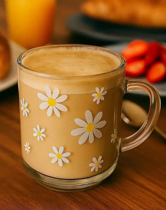 Caneca Vidro 245ml  Margarida