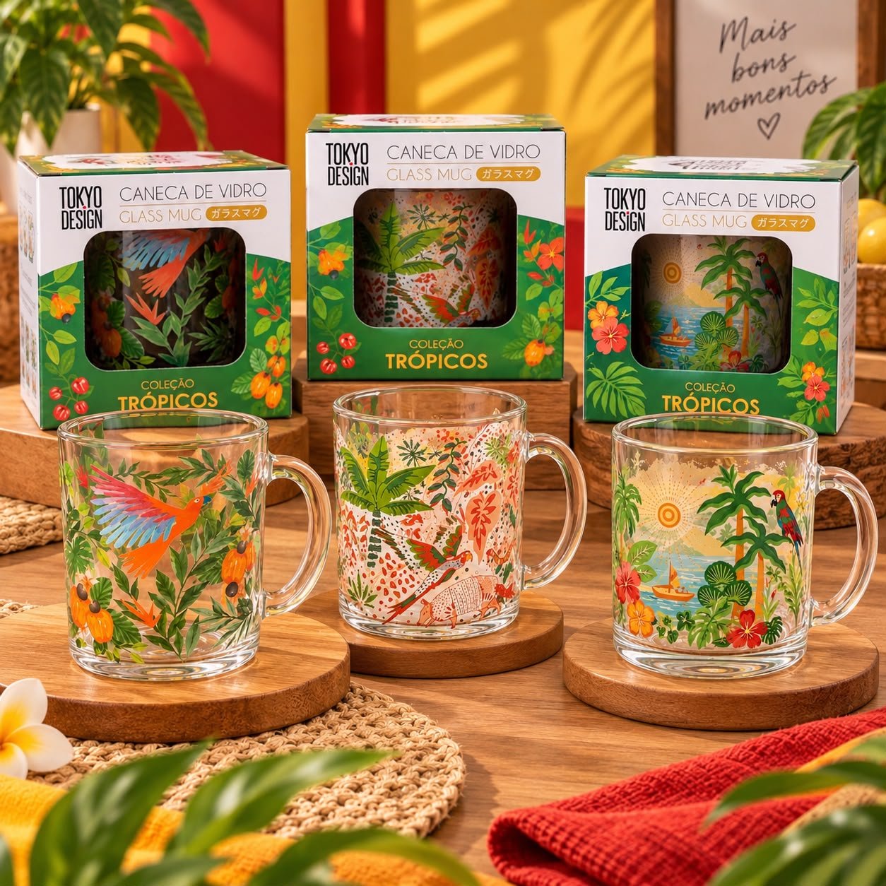 Caneca de Vidro 330ml Trópicos
