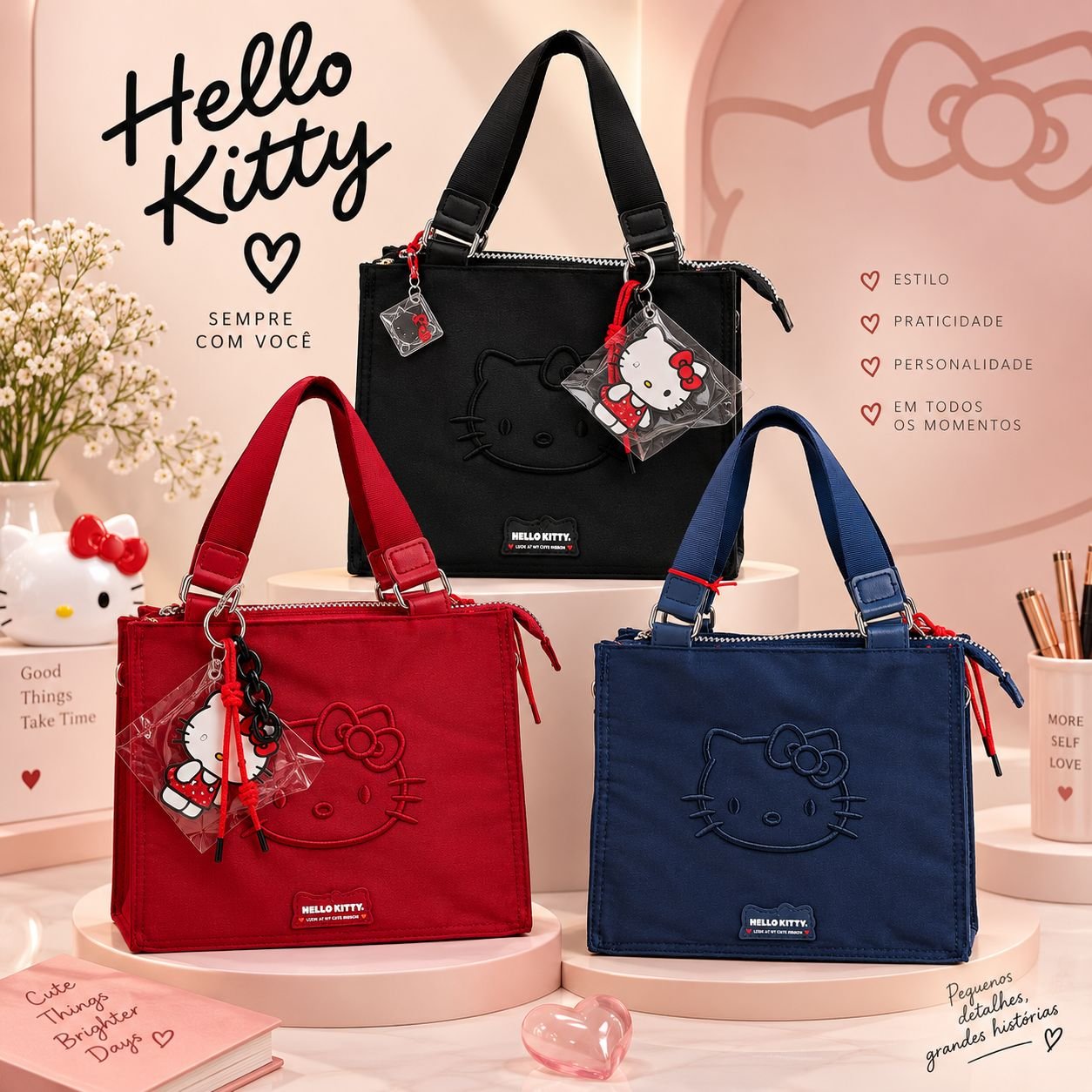 Bolsa com Alça Tiracolo Hello Kitty Oficial Semax