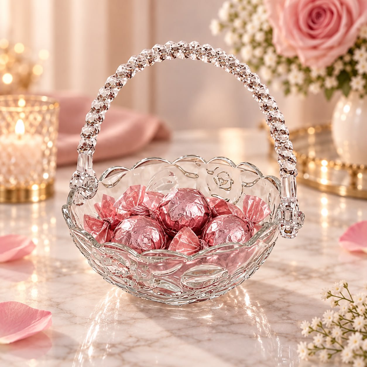 Bomboniere de Vidro com Alça 720ml Roses - Imagem 3