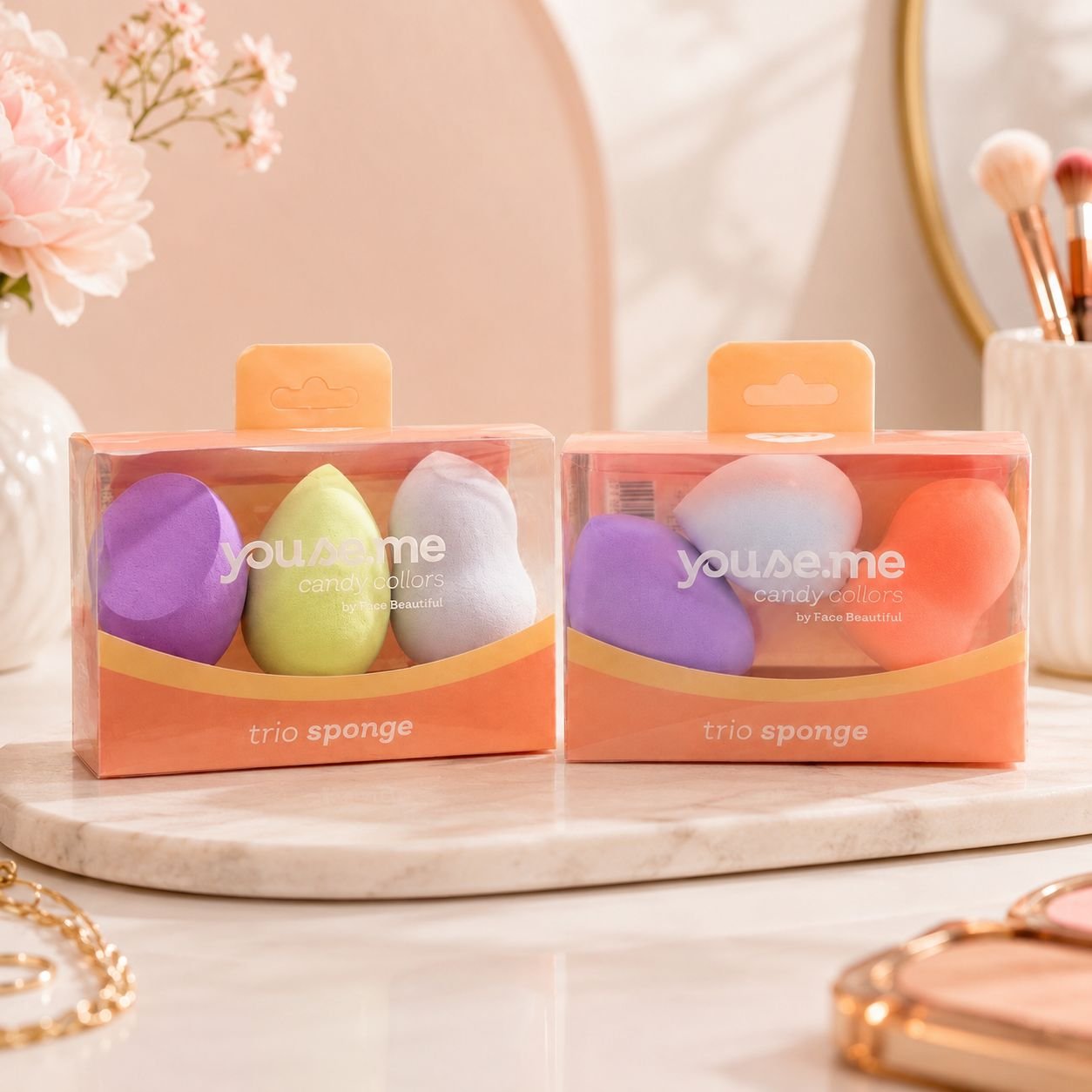 Kit 3 Esponjas para Maquiagem Candy Collors Youse.me Face Beautiful