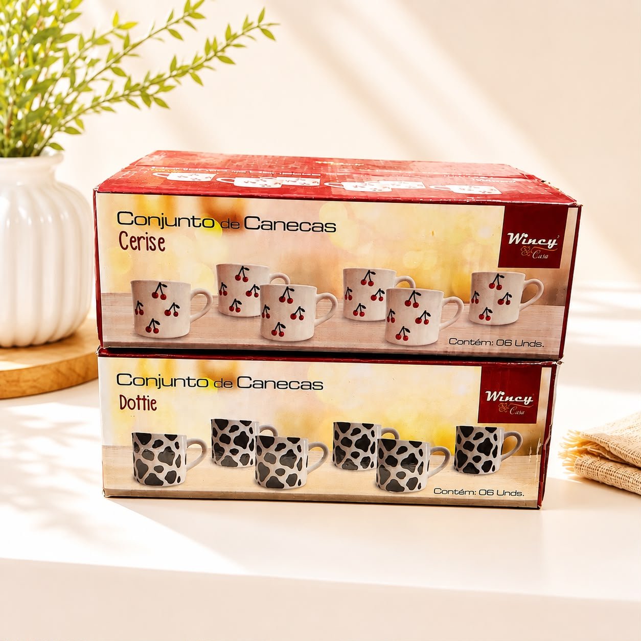 Conjunto de Canecas de Cerâmica com 6 peças 100ml Encanto