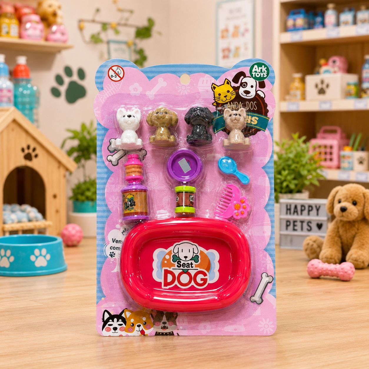Kit Brinquedo Pet Cachorrinhos em Minaturas + Acessórios - Ark Toys - Imagem 7