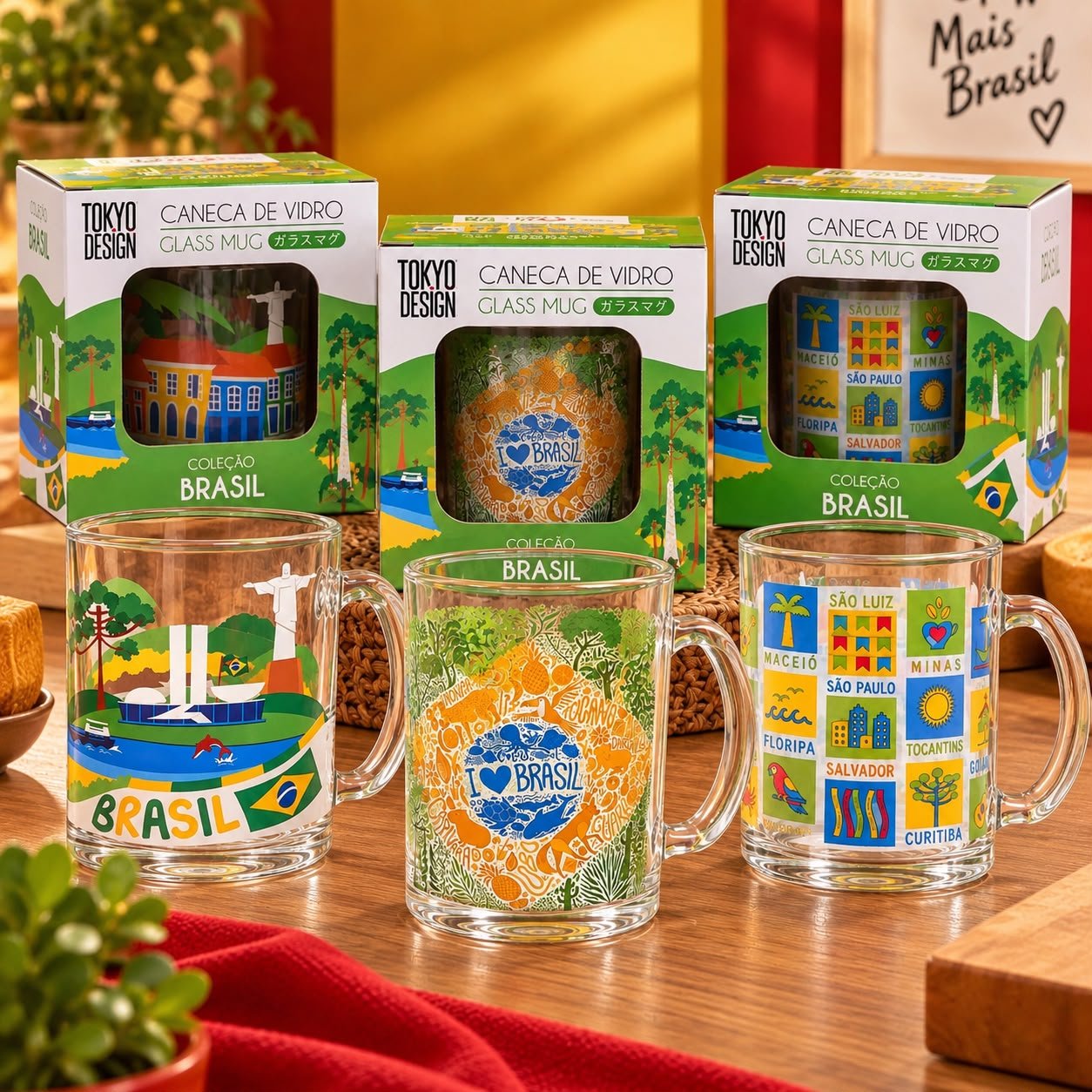 Caneca de Vidro 330ml Brasil