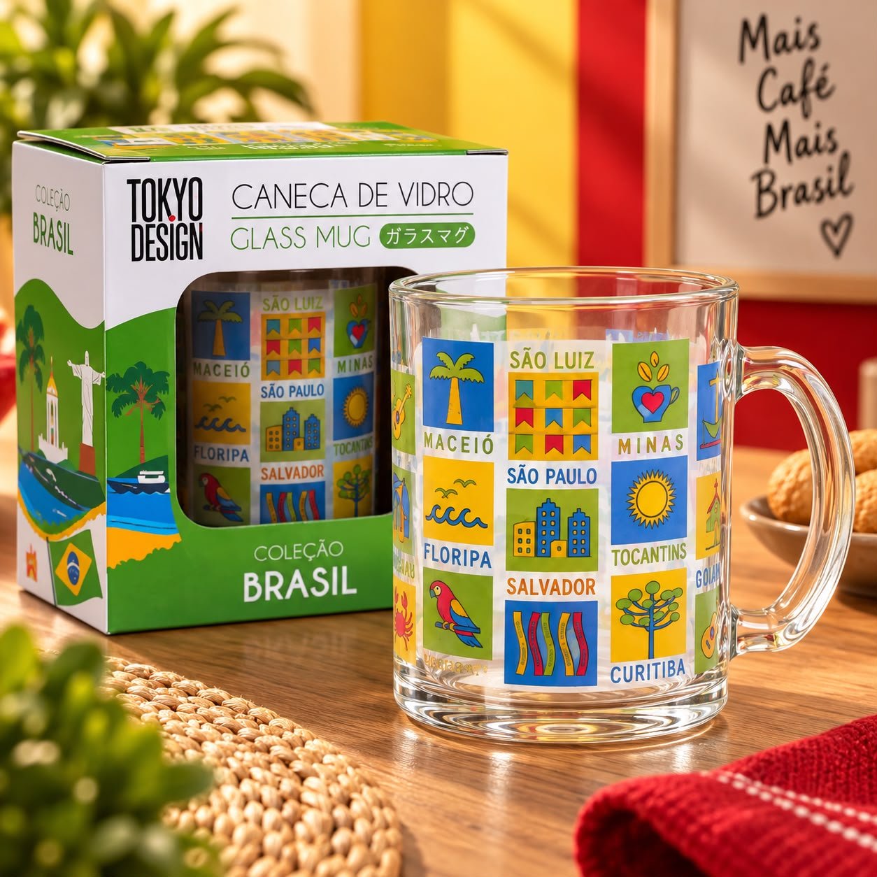 Caneca de Vidro 330ml Brasil - Imagem 3