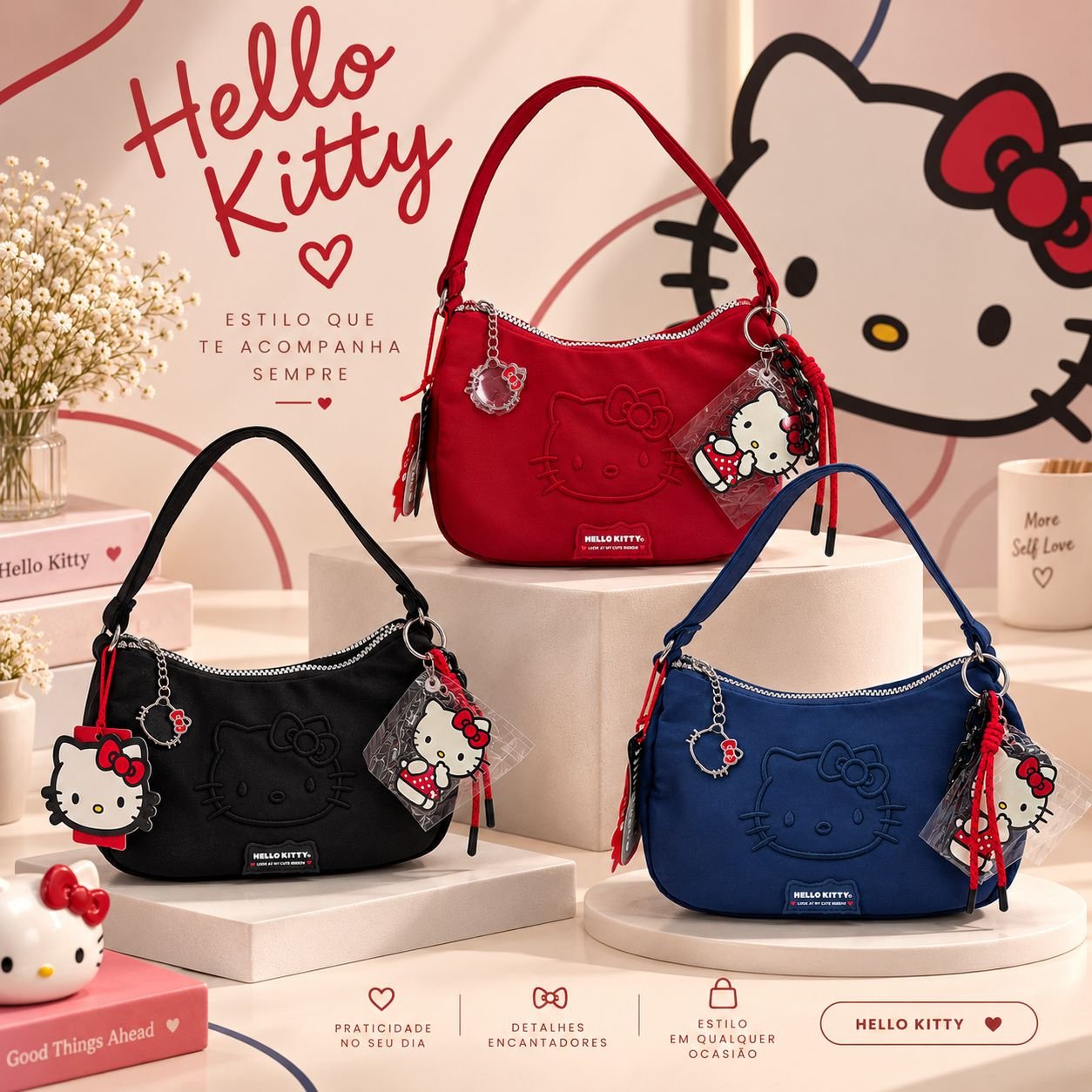 Bolsa Baguete Hello Kitty Oficial Semax