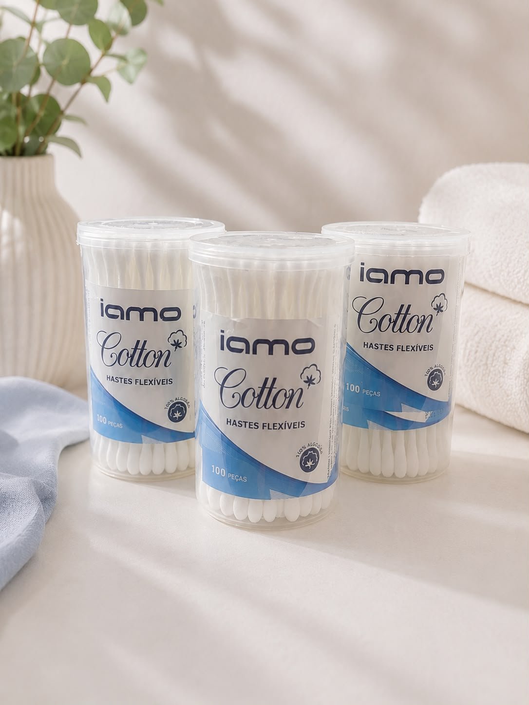 Kit 3 Potes de Cotonetes  300un Iamo