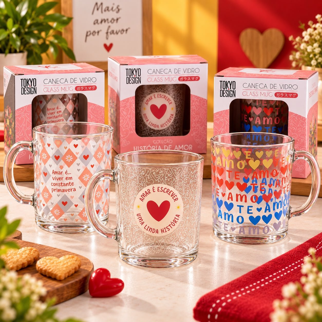 Caneca de Vidro 330ml História de Amor