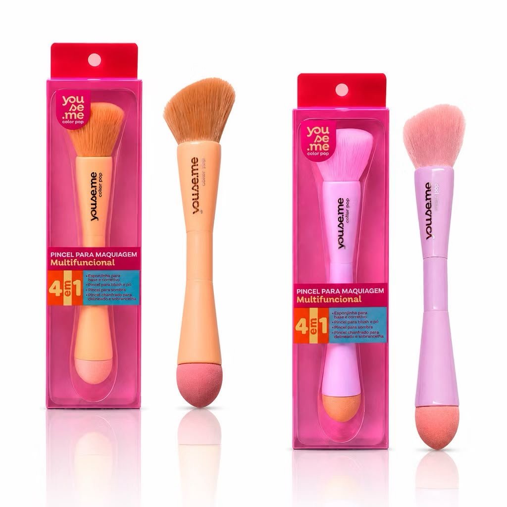 Pincel para Maquiagem Multifuncional 4 em 1 Face Beautiful