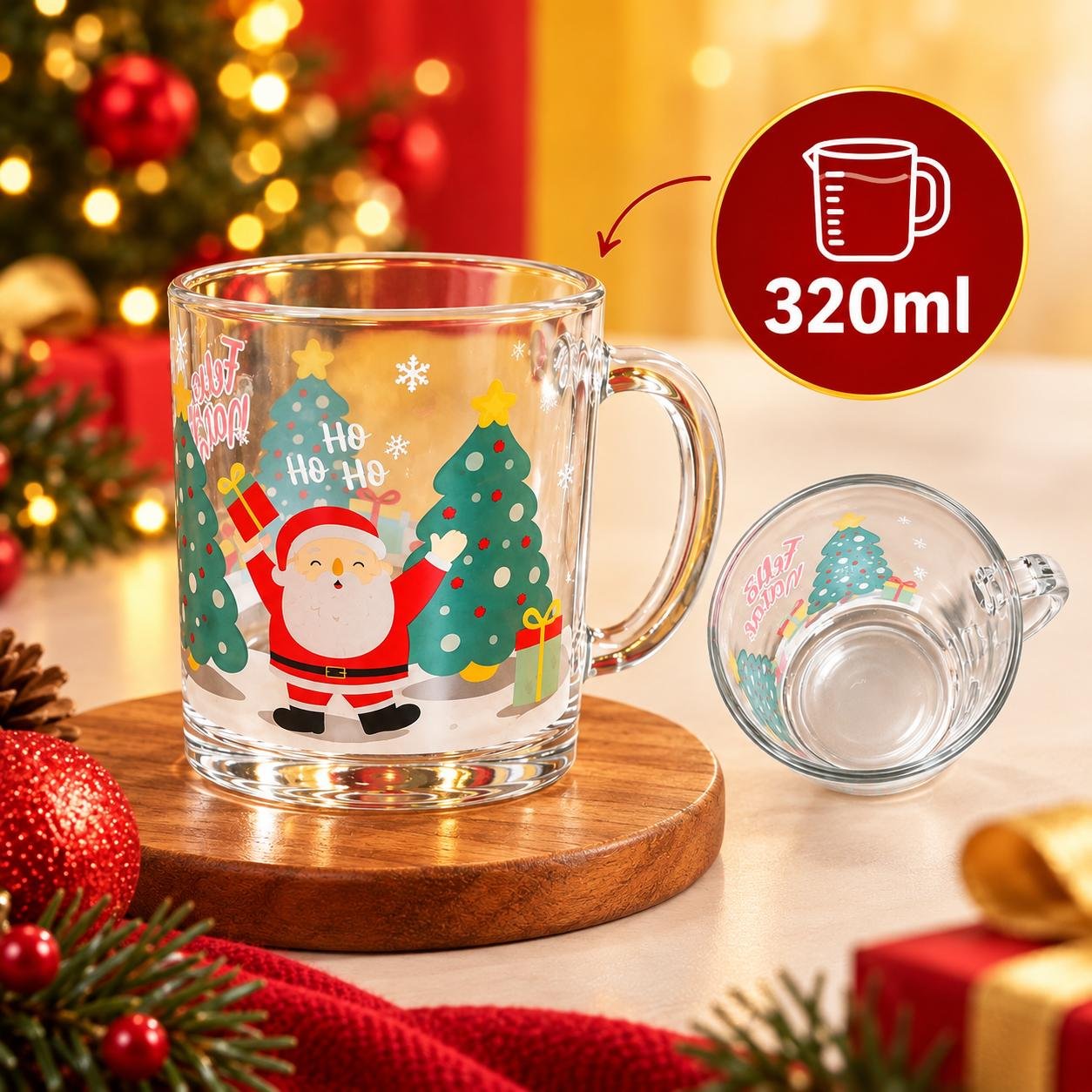 Caneca de Vidro 320ml Árvore Natalina - Imagem 2