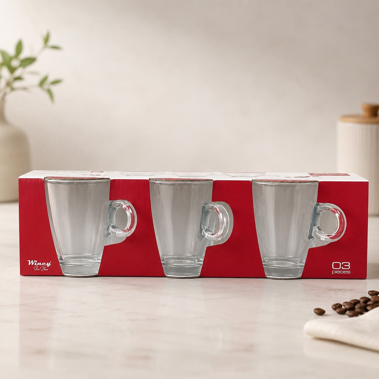 Jogo de 3 Xícaras de Vidro com Alça Sandalo - 220ML - Imagem 6