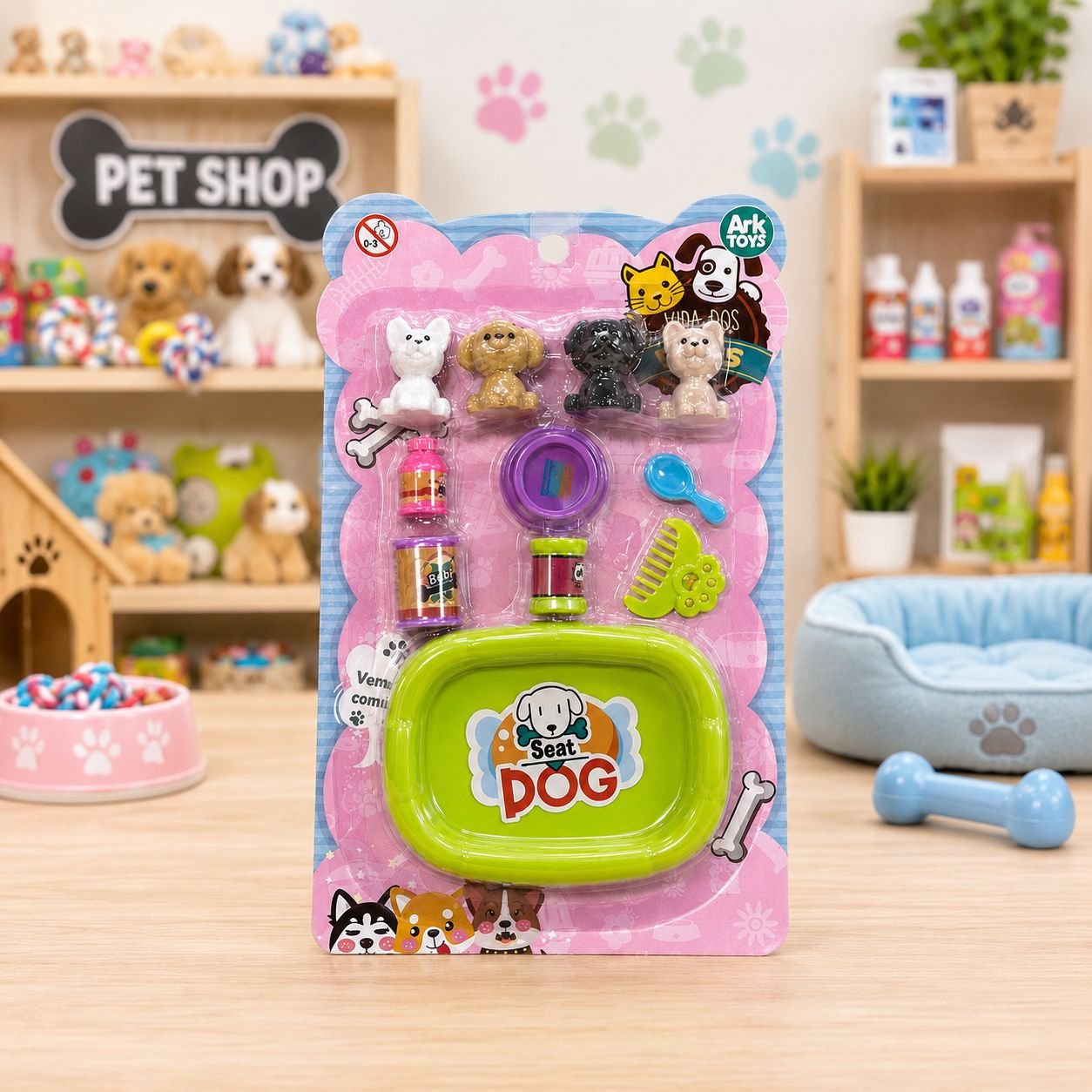 Kit Brinquedo Pet Cachorrinhos em Minaturas + Acessórios - Ark Toys - Imagem 5