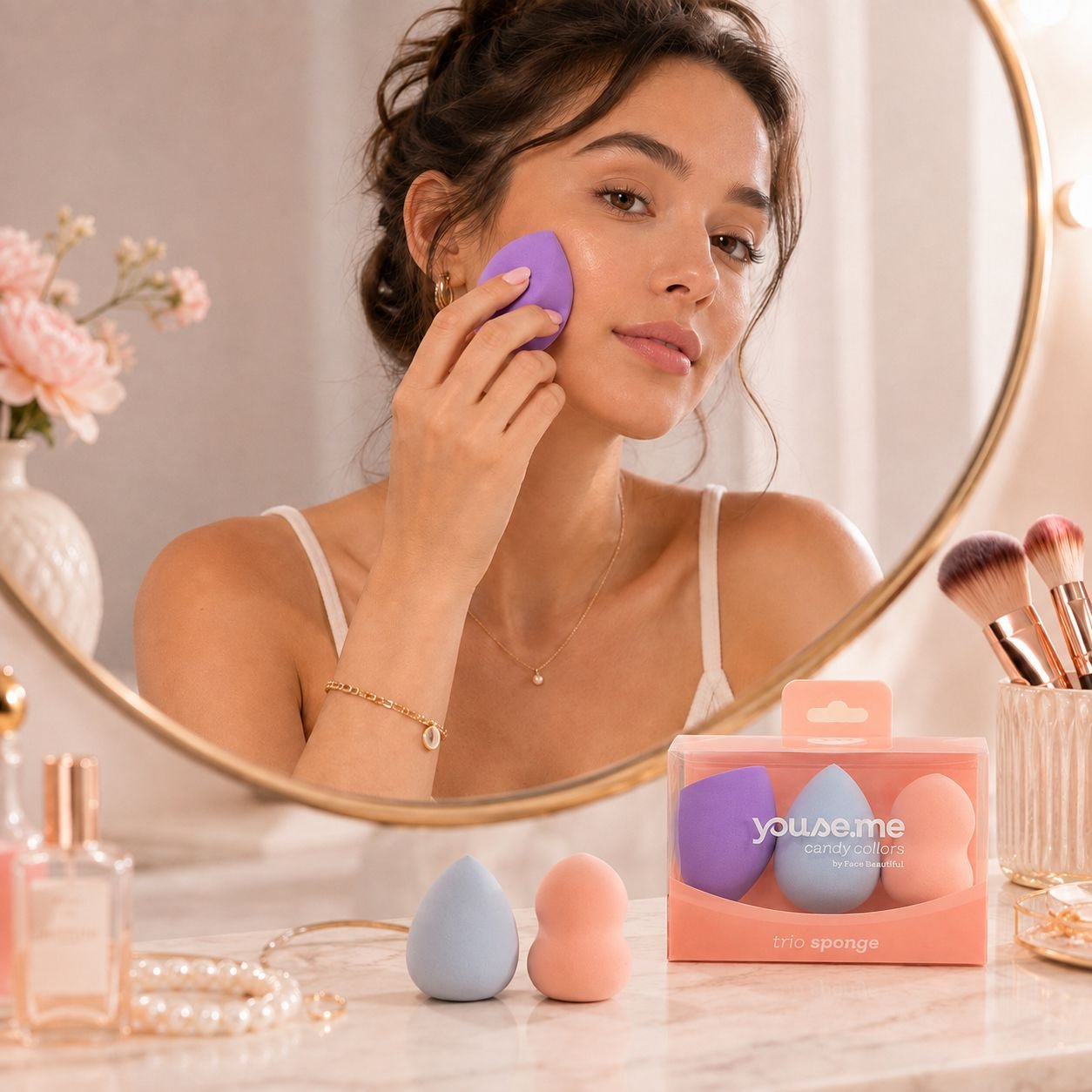 Kit 3 Esponjas para Maquiagem Candy Collors Youse.me Face Beautiful - Imagem 2